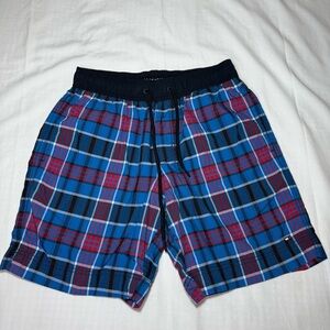 Tommy Hilfiger Swim Trunks Mens Small Plaid Drawstring Not Lined Tommy Trunks